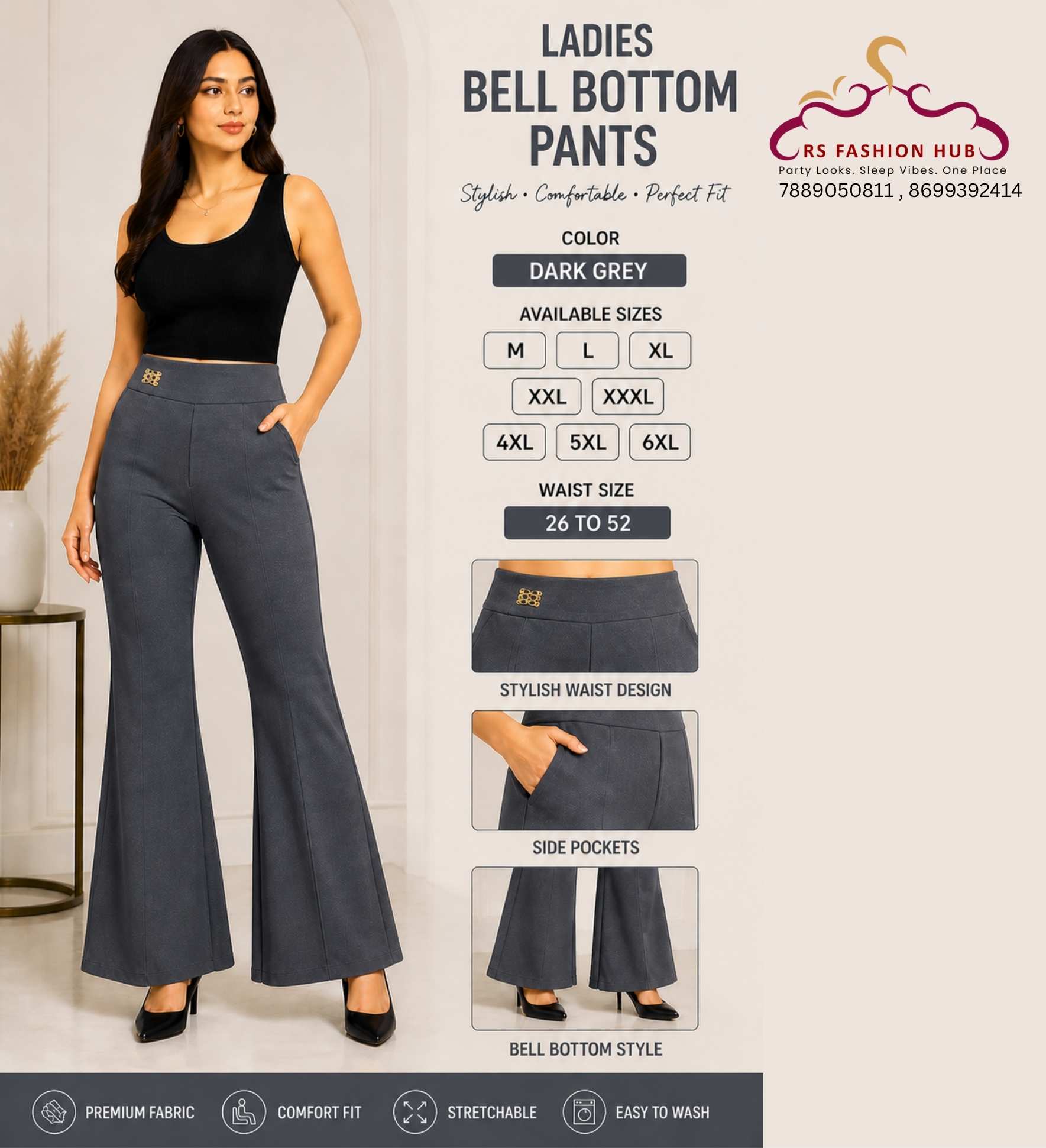 Rsfashionhub bell bottom Pent summer ladies collection