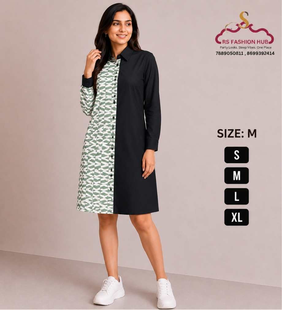 create fashion hub (32) Trendy Half Print Western Knee-Length Dress