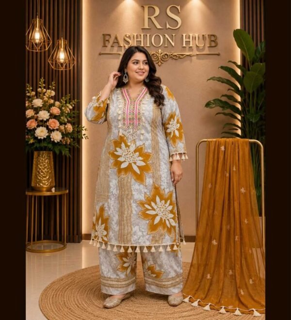Premium Floral Printed Cotton Suit Set